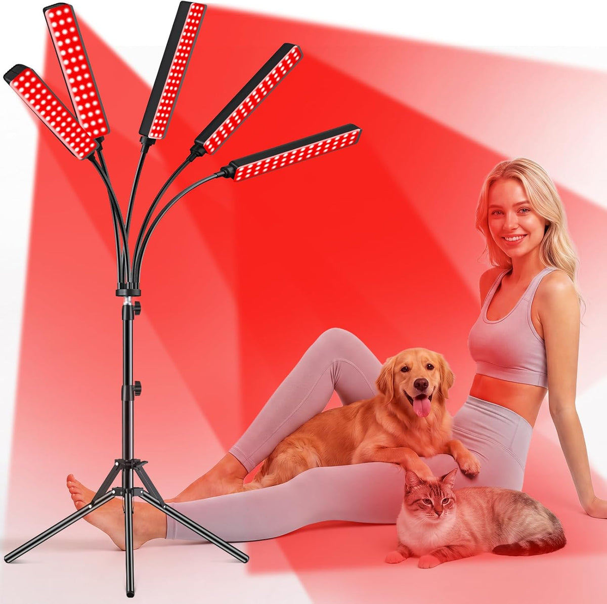 Red Light Therapy for Face and Body, Red Infrared Light Therapy Lamp with Stand Led 660Nm Red Light-Therapy& 850Nm Infrared Light Device for Body Gift for Women