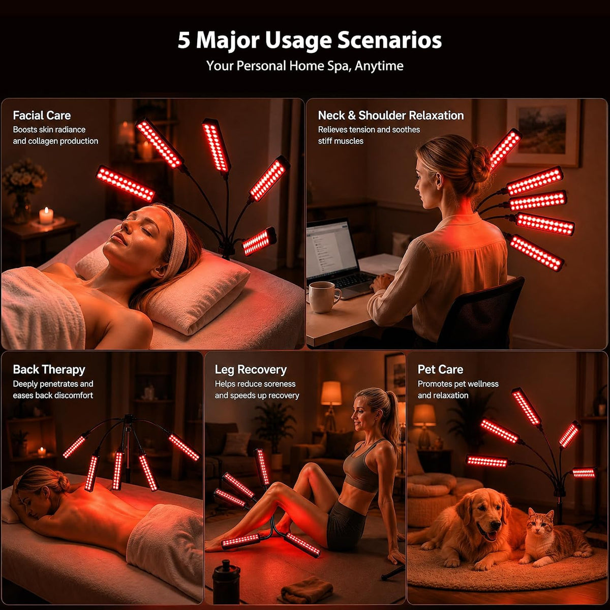 Red Light Therapy for Face and Body, Red Infrared Light Therapy Lamp with Stand Led 660Nm Red Light-Therapy& 850Nm Infrared Light Device for Body Gift for Women
