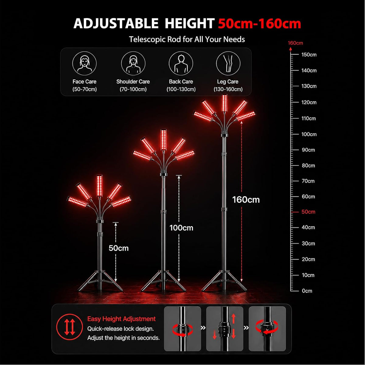 Red Light Therapy for Face and Body, Red Infrared Light Therapy Lamp with Stand Led 660Nm Red Light-Therapy& 850Nm Infrared Light Device for Body Gift for Women